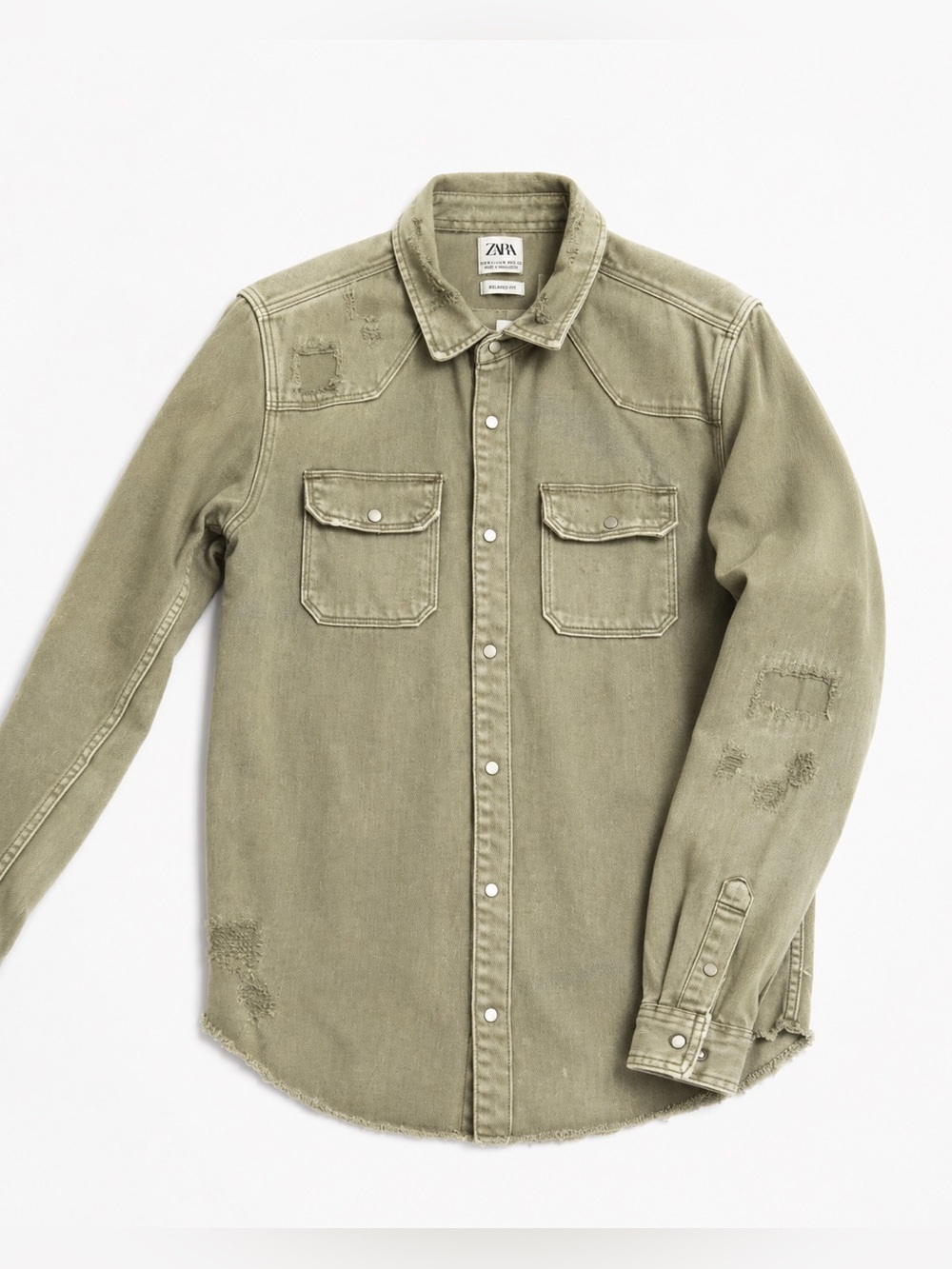 Zara relaxed fit distressed overshirt jacket SZ M